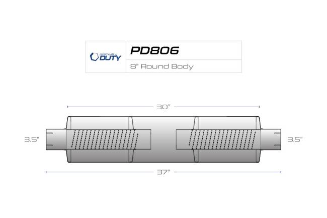 Premium Duty - Premium Duty - PD806 8" Round Body Muffler - 3.5" Center In 3.5" Center Out - Image 3
