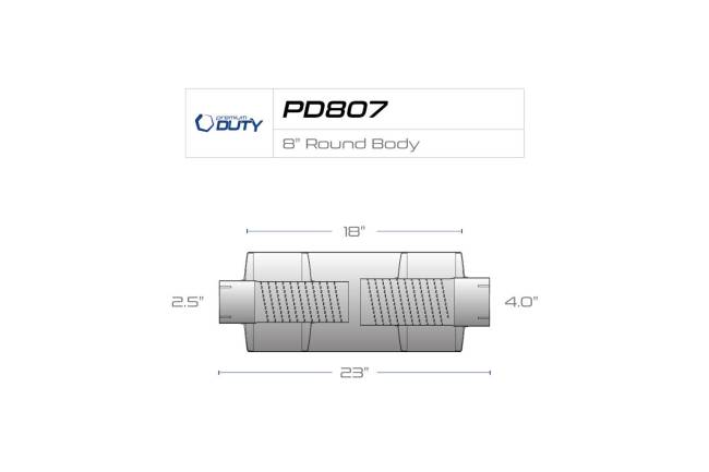 Premium Duty - Premium Duty - PD807 8" Round Body Muffler - 3.5" Center In 4" Center Out - Image 3