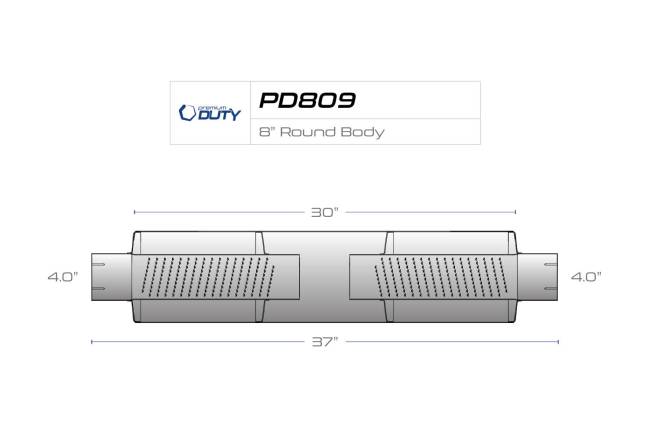 Premium Duty - Premium Duty - PD809 8" Round Body Muffler - 4" Center In 4" Center Out - Image 3