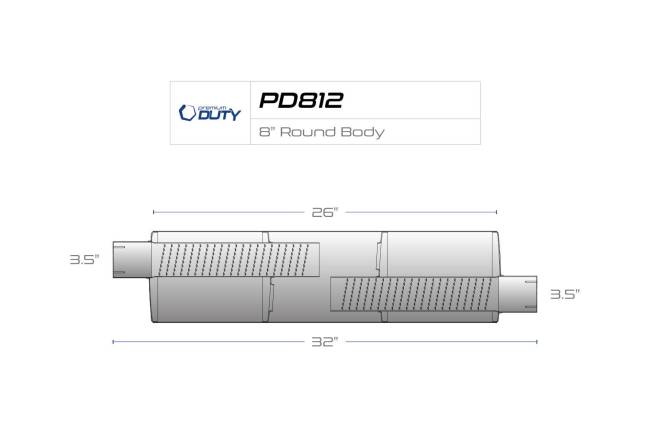 Premium Duty - Premium Duty - PD812 8" Round Body Muffler - 3.5" Offset In 3.5" Offset Out - Image 3