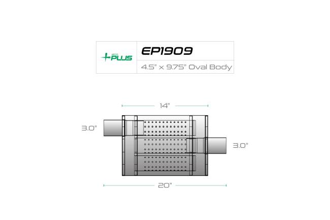 Eco Plus - Eco Plus - EP1909 4.5" x 9.75" Oval Body Turbo Style Muffler - 3.0" Offset In / 3.0" Center Out - Image 2