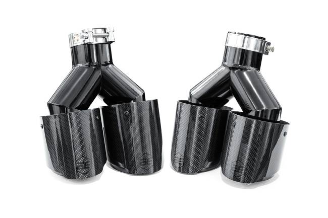 AERO Exhaust - AERO Exhaust - 10116 Carbon Fiber Dual Exhaust Tips - 4" Dual Outlet 10" Overall Length Angle Cut Outlet - Driver & Passenger Side Pair - Image 2