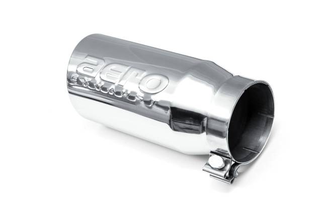 AERO Exhaust - AERO Exhaust - 10117 Polished Stainless Exhaust Tip - 5.0" Angle Cut Rolled Edge Outlet / 4.0" Bolt-on Inlet / 11.5" Length - Image 3