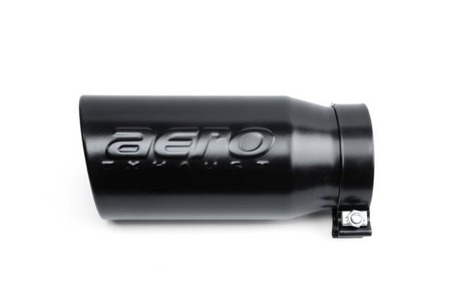 AERO Exhaust - AERO Exhaust - 10118 Black Powder Coat Exhaust Tip - 5.0" Angle Cut Rolled Edge Outlet / 4.0" Bolt-on Inlet / 11.5" Length - Image 2