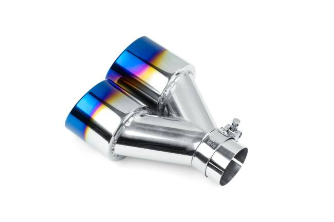 AERO Exhaust - AERO Exhaust - 10124 Dual Blue Flame Double Wall Exhaust Tip - 3.5" Angle Cut Rolled Edge Outlet / 2.25" Inlet / 9.5" Length - Driver Side - Image 3