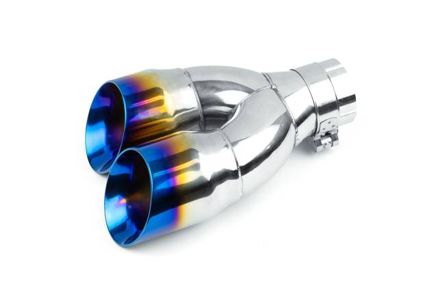 AERO Exhaust - AERO Exhaust - 10129 Dual Blue Flame Double Wall Exhaust Tip - 3.0" Angle Cut Outlet / 2.25" Inlet / 9.25" Length - Passenger Side - Image 3