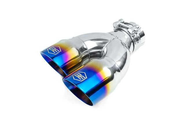 AERO Exhaust - AERO Exhaust - 10130 Dual Blue Flame Double Wall Exhaust Tip - 3.0" Angle Cut Outlet / 2.25" Inlet / 9.25" Length - Driver Side - Image 1
