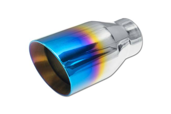 Street Style - Street Style - SS202BF Blue Flame Double Wall Exhaust Tip - 3.5" Angle Cut Outlet / 2.25" Inlet / 7.0" Length - Image 1