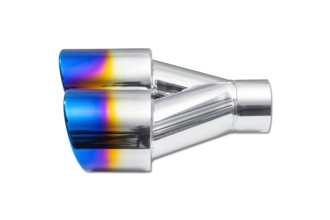 Street Style - Street Style - SS207BF Blue Flame Double Wall Dual Exhaust Tip - 3.5" Angle Cut Rolled Edge Outlet / 2.25" Inlet / 9.75" Length - Passenger Side - Image 2