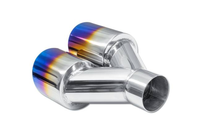 Street Style - Street Style - SS207BF Blue Flame Double Wall Dual Exhaust Tip - 3.5" Angle Cut Rolled Edge Outlet / 2.25" Inlet / 9.75" Length - Passenger Side - Image 3