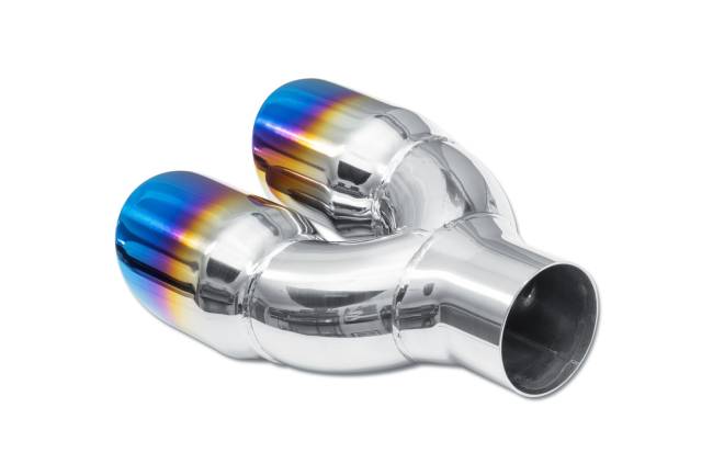 Street Style - Street Style - SS212BF Blue Flame Double Wall Dual Exhaust Tip - 3.0" Angle Cut Rolled Edge Outlet / 2.25" Inlet / 9.25" Length - Driver Side - Image 3