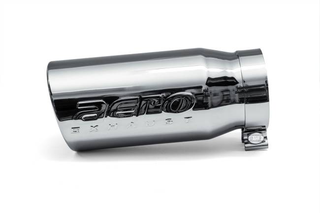 AERO Exhaust - AERO Exhaust - 10106 Black Chrome Exhaust Tip - 5.0" Angle Cut Rolled Edge Outlet / 4.0" Bolt-on Inlet / 11.5" Length - Image 2