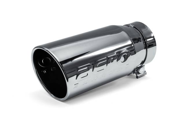 AERO Exhaust - AERO Exhaust - 10106 Black Chrome Exhaust Tip - 5.0" Angle Cut Rolled Edge Outlet / 4.0" Bolt-on Inlet / 11.5" Length - Image 1