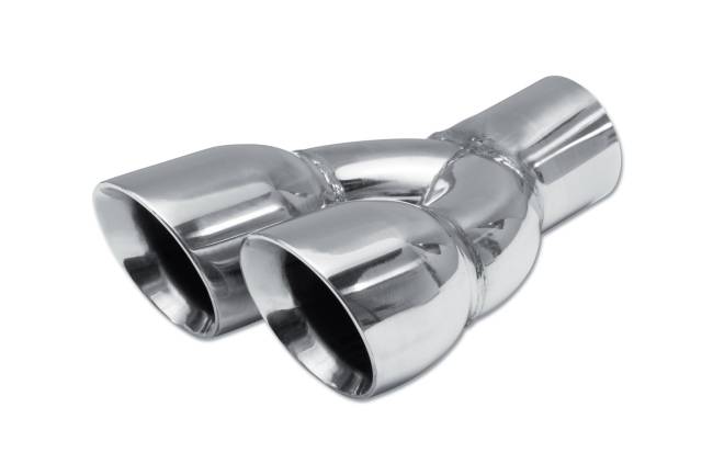 Street Style - Street Style - SS2253085 Polished Stainless Double Wall Dual Exhaust Tip - 3.0" Angle Cut Outlets / 2.25" Inlet / 8.5" Length - Passenger Side - Image 1