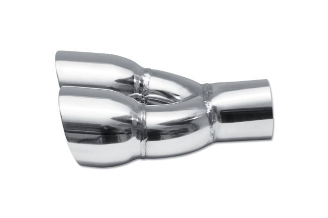 Street Style - Street Style - SS2253085 Polished Stainless Double Wall Dual Exhaust Tip - 3.0" Angle Cut Outlets / 2.25" Inlet / 8.5" Length - Passenger Side - Image 2