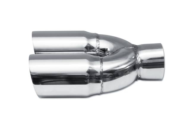 Street Style - Street Style - SS253095 Polished Stainless Double Wall Dual Exhaust Tip - 3.0" Angle Cut Outlets / 2.5" Inlet / 9.5" Length - Non-Staggered - Image 2