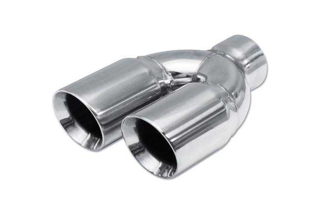 Street Style - Street Style - SS253095R Polished Stainless Double Wall Dual Exhaust Tip - 3.0" Angle Cut Outlets / 2.5" Inlet / 9.5" Length - Passenger Side - Image 1