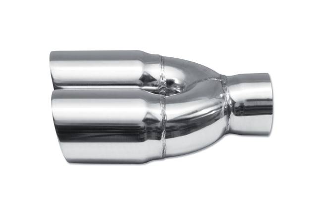 Street Style - Street Style - SS253095R Polished Stainless Double Wall Dual Exhaust Tip - 3.0" Angle Cut Outlets / 2.5" Inlet / 9.5" Length - Passenger Side - Image 2