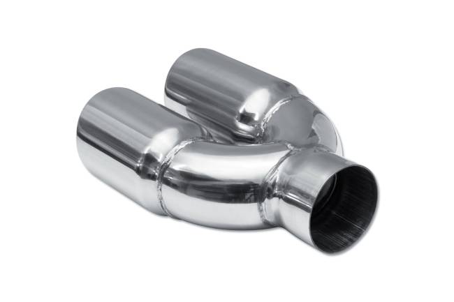 Street Style - Street Style - SS253095R Polished Stainless Double Wall Dual Exhaust Tip - 3.0" Angle Cut Outlets / 2.5" Inlet / 9.5" Length - Passenger Side - Image 3