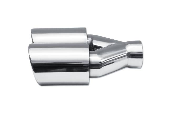 Street Style - Street Style - SS2253595 Polished Stainless Double Wall Dual Exhaust Tip - 3.5" Angle Cut Rolled Edge Outlets / 2.25" Inlet / 9.5" Length - Non-Staggered - Image 2