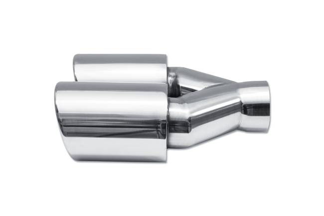Street Style - Street Style - SS2253595L Polished Stainless Double Wall Dual Exhaust Tip - 3.5" Angle Cut Rolled Edge Outlets / 2.25" Inlet / 9.5" Length - Driver Side - Image 2