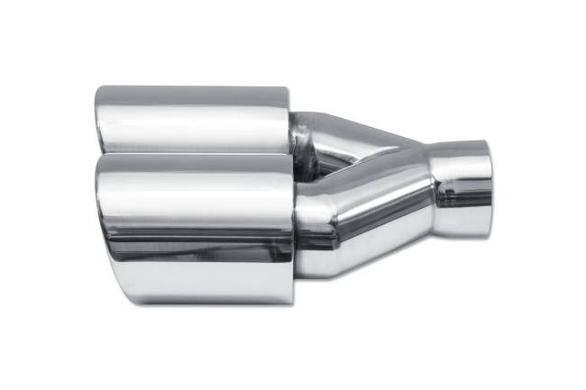 Street Style - Street Style - SS2253595R Polished Stainless Double Wall Dual Exhaust Tip - 3.5" Angle Cut Rolled Edge Outlets / 2.25" Inlet / 9.5" Length - Passenger Side - Image 2