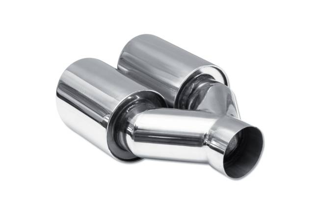 Street Style - Street Style - SS2253595R Polished Stainless Double Wall Dual Exhaust Tip - 3.5" Angle Cut Rolled Edge Outlets / 2.25" Inlet / 9.5" Length - Passenger Side - Image 3