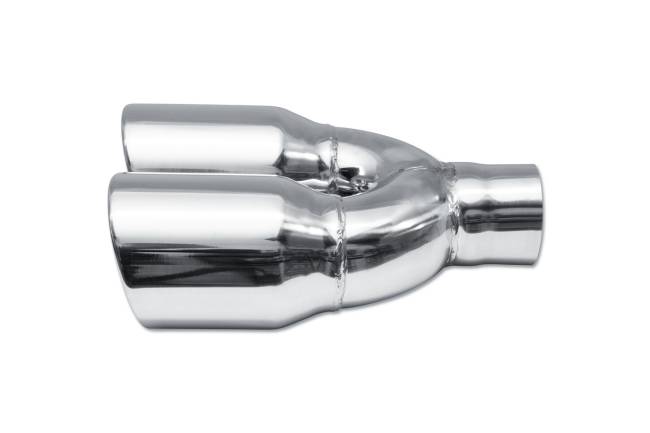 Street Style - Street Style - SS22535975 Polished Stainless Double Wall Dual Exhaust Tip - 3.5" Angle Cut Rolled Edge Outlets / 2.25" Inlet / 9.75" Length - Non-Staggered - Image 2