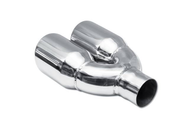 Street Style - Street Style - SS22535975 Polished Stainless Double Wall Dual Exhaust Tip - 3.5" Angle Cut Rolled Edge Outlets / 2.25" Inlet / 9.75" Length - Non-Staggered - Image 3
