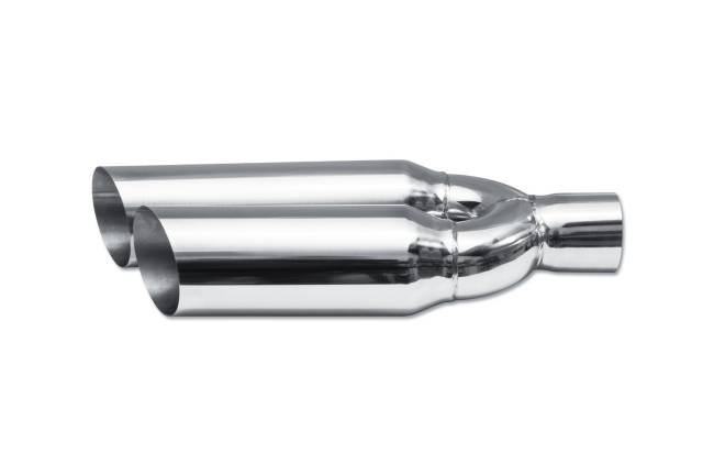 Street Style - Street Style - SS253518 Polished Stainless Single Wall Dual Exhaust Tip - 3.5" Angle Cut Outlets / 2.5" Inlet / 18.0" Length - Staggered - Image 2