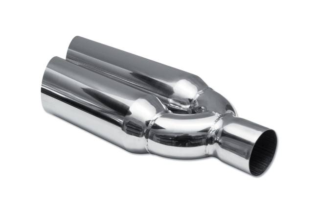 Street Style - Street Style - SS253518 Polished Stainless Single Wall Dual Exhaust Tip - 3.5" Angle Cut Outlets / 2.5" Inlet / 18.0" Length - Staggered - Image 3