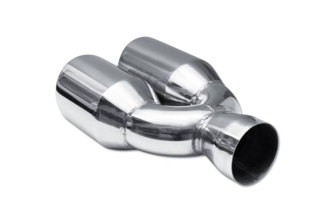 Street Style - Street Style - SS304012R Polished Stainless Double Wall Dual Exhaust Tip - 4.0" Angle Cut Outlets / 3.0" Inlet / 12.0" Length - Passenger Side - Image 3