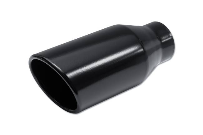 Street Style - Street Style - SS254090BLK Black Powder Coat Single Wall Exhaust Tip - 4.0" Angle Cut Rolled Edge Outlet / 2.5" Inlet / 9.0" Length - Image 1