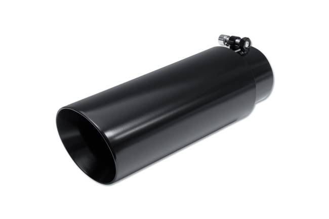 Street Style - Street Style - SS013300BLK Black Powder Coat Double Wall Exhaust Tip - 4.0" Angle Cut Outlet / 3.0" Inlet / 12.0" Length - Image 1