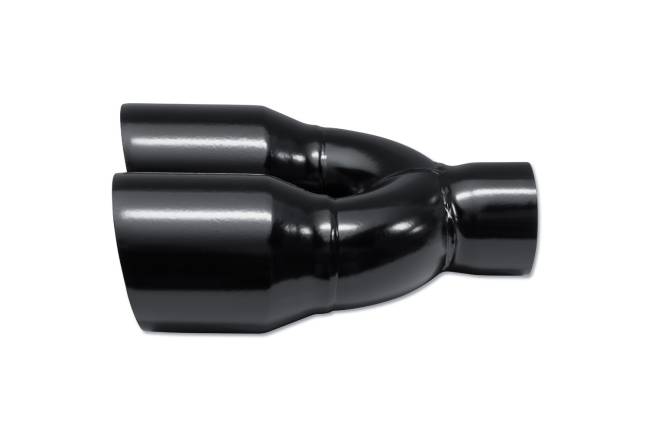 Street Style - Street Style - SS253595BLK Black Powder Coat Double Wall Dual Exhaust Tip - 3.5" Angle Cut Outlets / 2.5" Inlet / 9.5" Length - Non-Staggered - Image 2
