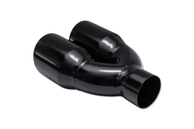 Street Style - Street Style - SS253595BLK Black Powder Coat Double Wall Dual Exhaust Tip - 3.5" Angle Cut Outlets / 2.5" Inlet / 9.5" Length - Non-Staggered - Image 3