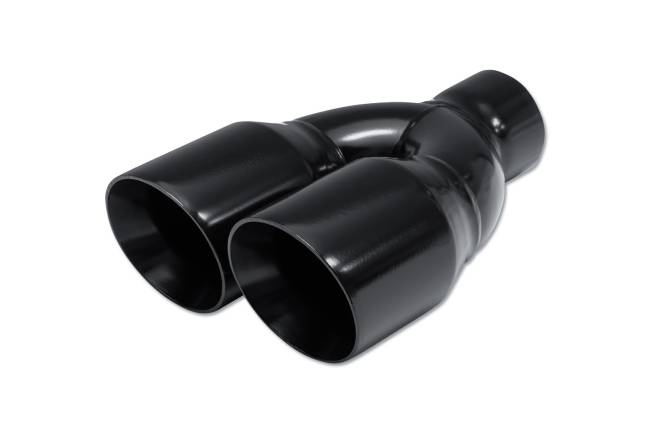 Street Style - Street Style - SS253595BLK Black Powder Coat Double Wall Dual Exhaust Tip - 3.5" Angle Cut Outlets / 2.5" Inlet / 9.5" Length - Non-Staggered - Image 1