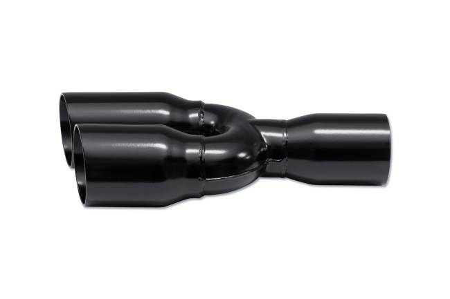 Street Style - Street Style - SS30028-DSBLK Black Powder Coat Double Wall Dual Exhaust Tip - 3.5" Angle Cut Outlets / 3.0" Inlet / 15.0" Length - Staggered - Image 2