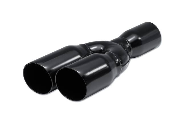 Street Style - Street Style - SS30028-DSBLK Black Powder Coat Double Wall Dual Exhaust Tip - 3.5" Angle Cut Outlets / 3.0" Inlet / 15.0" Length - Staggered - Image 1