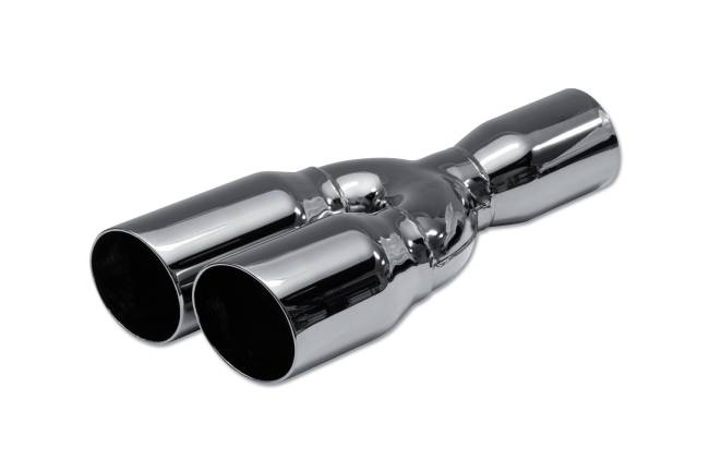 Street Style - Street Style - SS30028-DSBCH Black Chrome Double Wall Dual Exhaust Tip - 3.5" Angle Cut Outlets / 3.0" Inlet / 15.0" Length - Staggered - Image 1