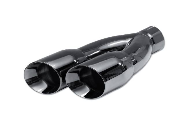 Street Style - Street Style - SS130BCH Black Chrome Double Wall Dual Exhaust Tip - 4.0" Angle Cut Outlets / 3.0" Inlet / 16.0" Length - Staggered - Image 1