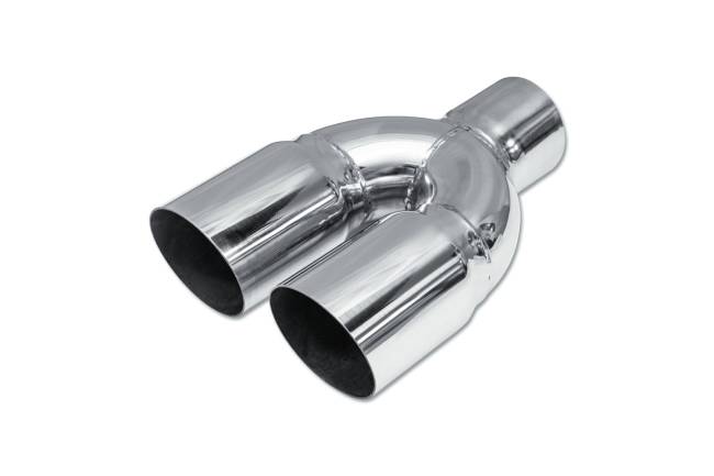 Street Style - Street Style - SS02-101 Polished Stainless Single Wall Dual Exhaust Tip - 3.0" Straight Cut Outlets / 2.5" Inlet / 9.5" Length - Non-Staggered - Image 1