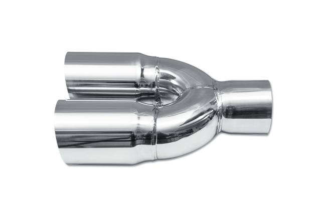 Street Style - Street Style - SS02-101 Polished Stainless Single Wall Dual Exhaust Tip - 3.0" Straight Cut Outlets / 2.5" Inlet / 9.5" Length - Non-Staggered - Image 2