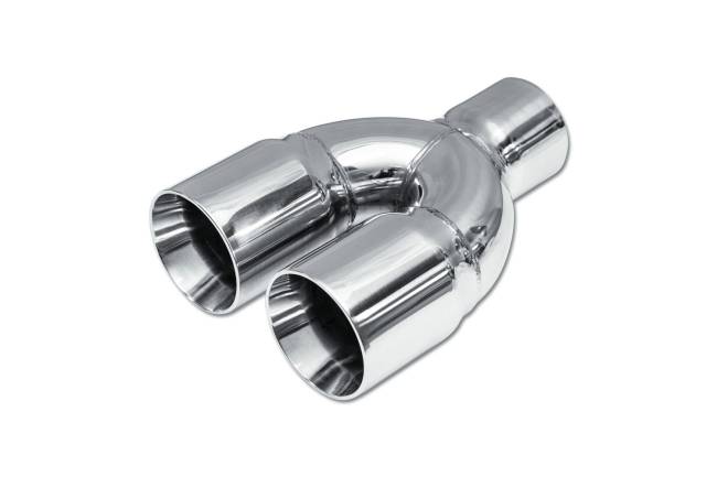 Street Style - Street Style - SS02-102 Polished Stainless Double Wall Dual Exhaust Tip - 3.0" Straight Cut Outlets / 2.5" Inlet / 9.0" Length - Non-Staggered - Image 1