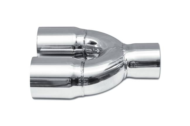 Street Style - Street Style - SS02-102 Polished Stainless Double Wall Dual Exhaust Tip - 3.0" Straight Cut Outlets / 2.5" Inlet / 9.0" Length - Non-Staggered - Image 2