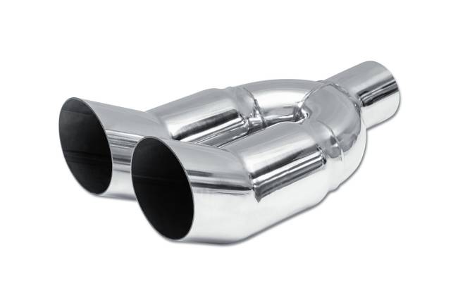 Street Style - Street Style - SS025S Polished Stainless Single Wall Dual Exhaust Tip - 3.0" Turn Up Outlets / 2.25" Inlet / 12.0" Length - Image 1