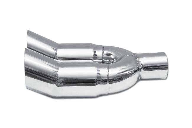 Street Style - Street Style - SS025S Polished Stainless Single Wall Dual Exhaust Tip - 3.0" Turn Up Outlets / 2.25" Inlet / 12.0" Length - Image 2