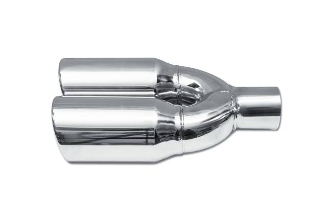 Street Style - Street Style - SS026S Polished Stainless Dual Exhaust Tip - 3.5" Angle Cut Rolled Edge Outlets / 2.25" Inlet / 12.0" Length - Image 2
