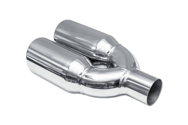 Street Style - Street Style - SS026S Polished Stainless Dual Exhaust Tip - 3.5" Angle Cut Rolled Edge Outlets / 2.25" Inlet / 12.0" Length - Image 3