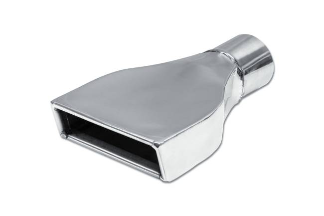 Street Style - Street Style - SS027D Polished Stainless Single Wall Camaro Exhaust Tip - 6.0" x 2.0" Rectangle Angle Cut Rolled Edge Outlet / 2.5" Inlet / 10.0" Length - Image 1